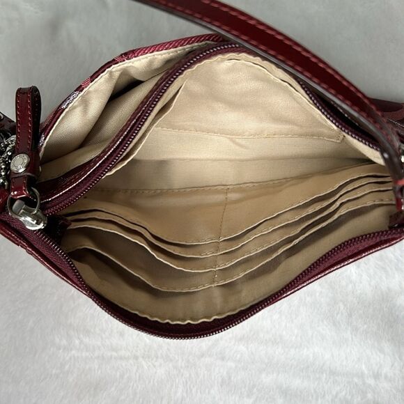 Coach Diaper Bag Maroon Burgundy Silver F20425 with Matching Small Bag - Picture 16 of 16